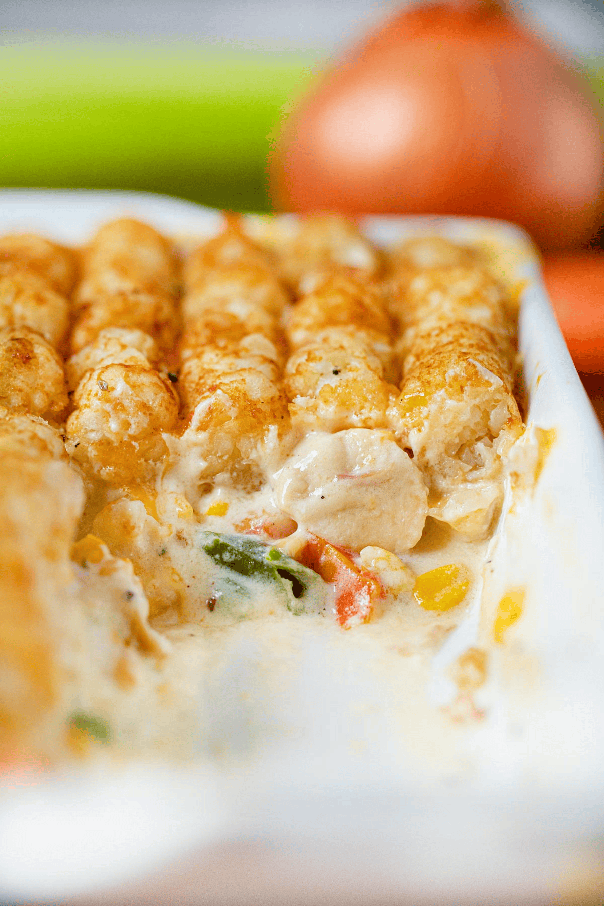 Cheesy casserole with crispy topping