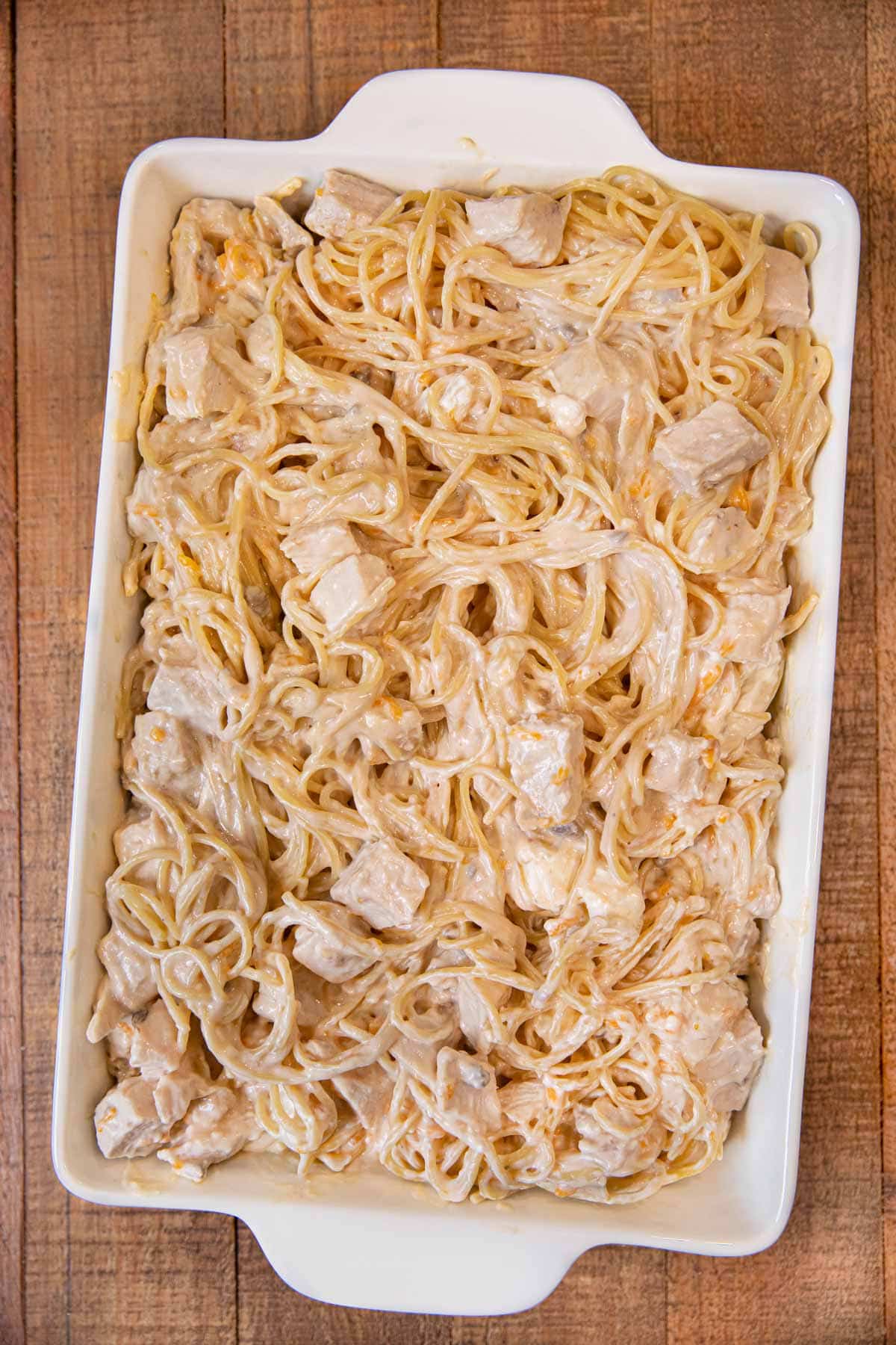 Baked Chicken Spaghetti before baking