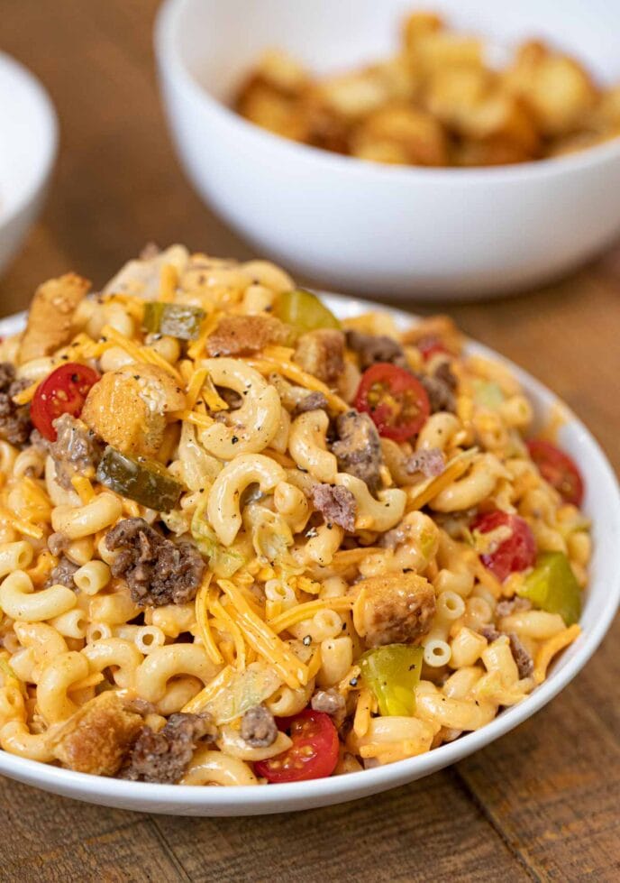 Big Mac Pasta Salad in bowl