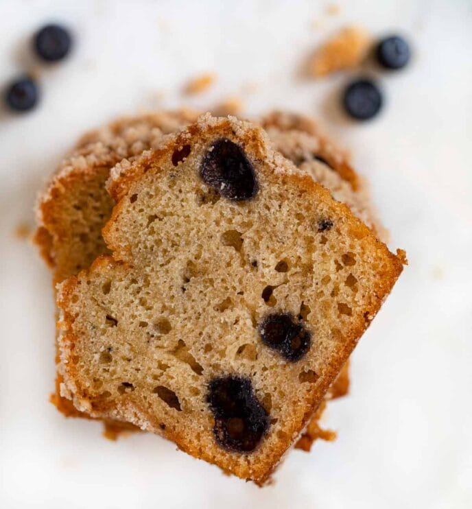 Blueberry Muffin Bread side view of slice