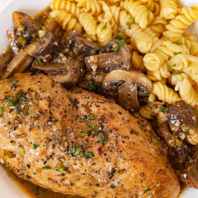 Chicken Breast with Mushrooms serving on plate