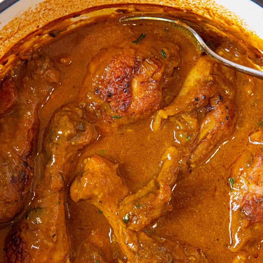 Braised Curry Chicken Legs in pot
