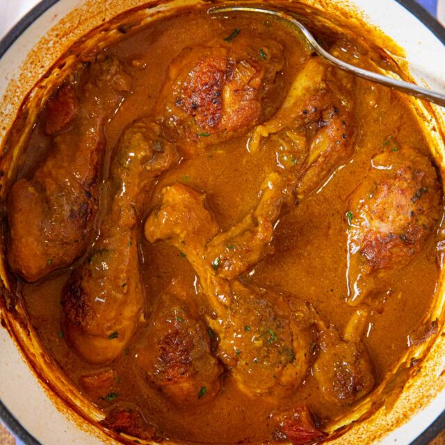 Braised Curry Chicken Legs in pot