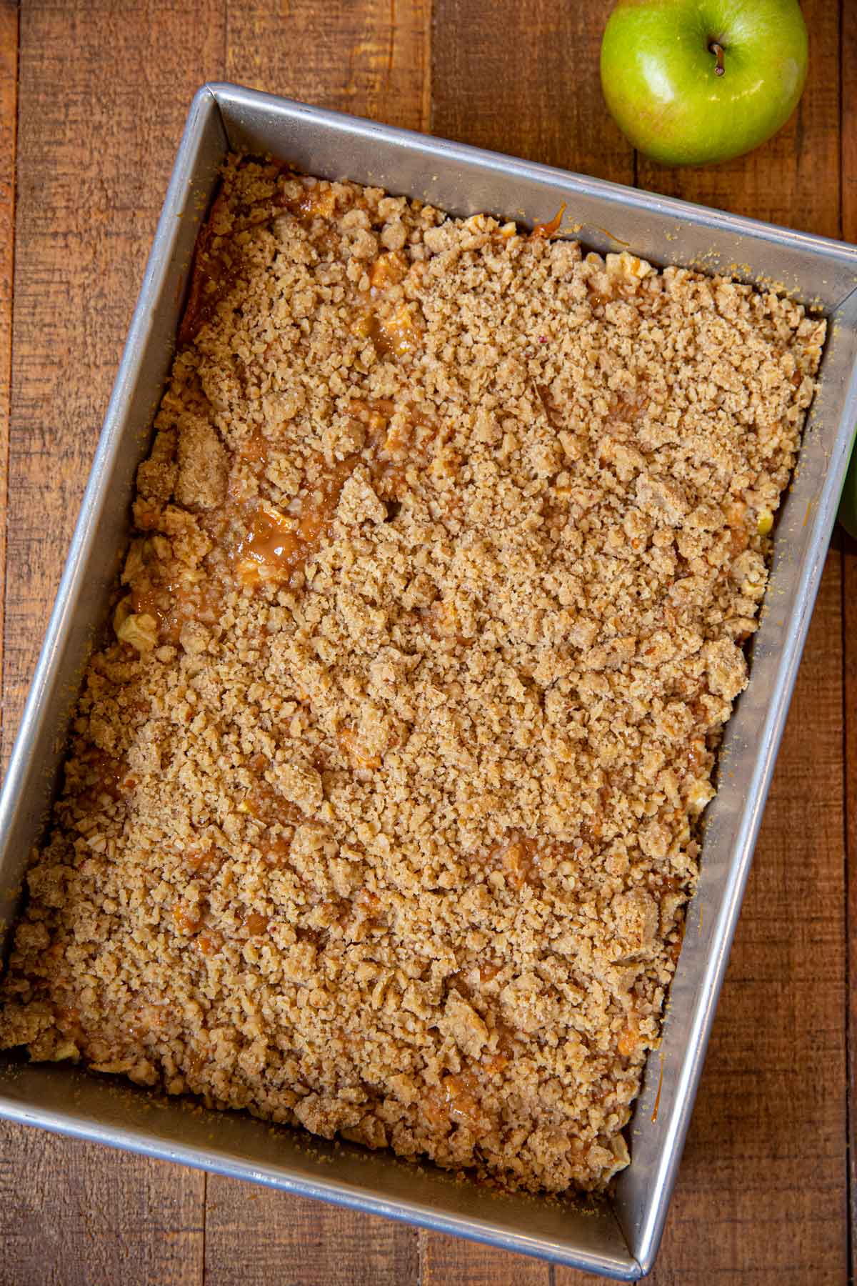 Tray of Caramel Apple Bars after baking