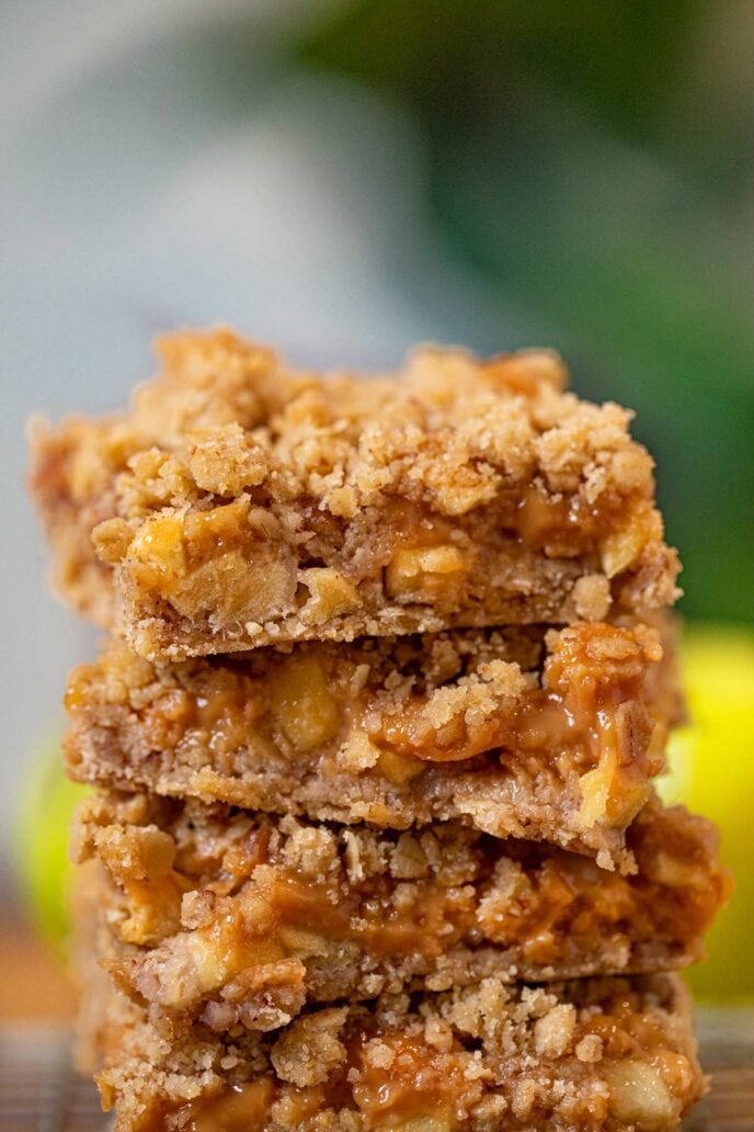 Stack of Caramel Apple Bars