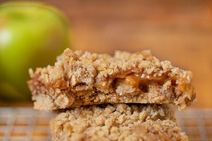 Caramel Apple Bar cut in half