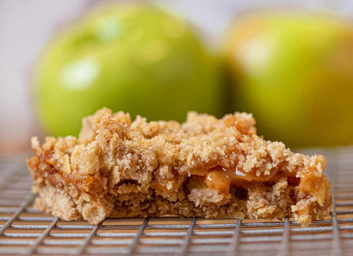 Bite taken out of Caramel Apple Bar