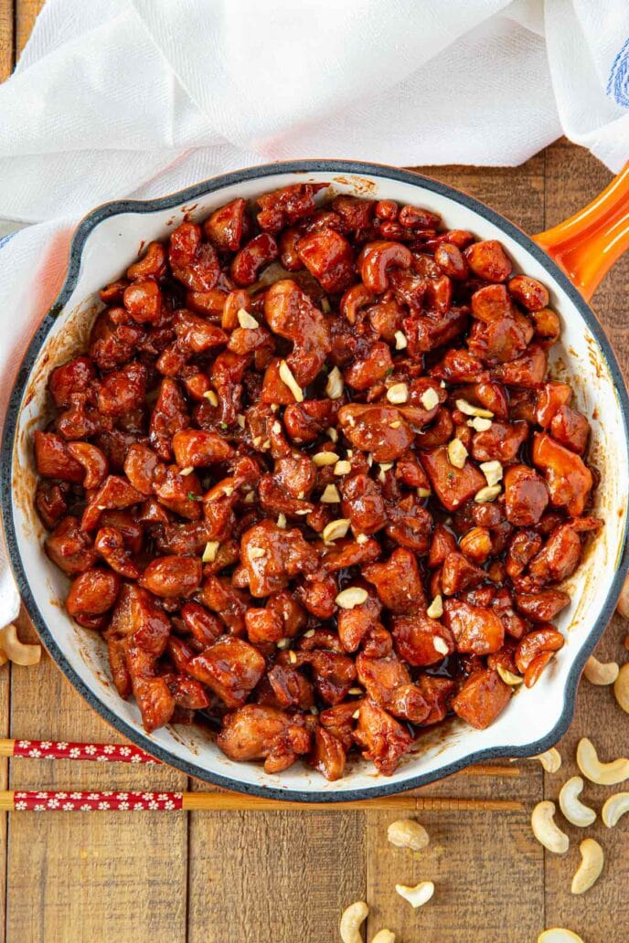 Cashew Chicken in skillet