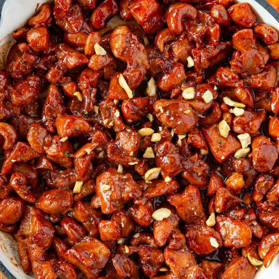 Cashew Chicken in skillet