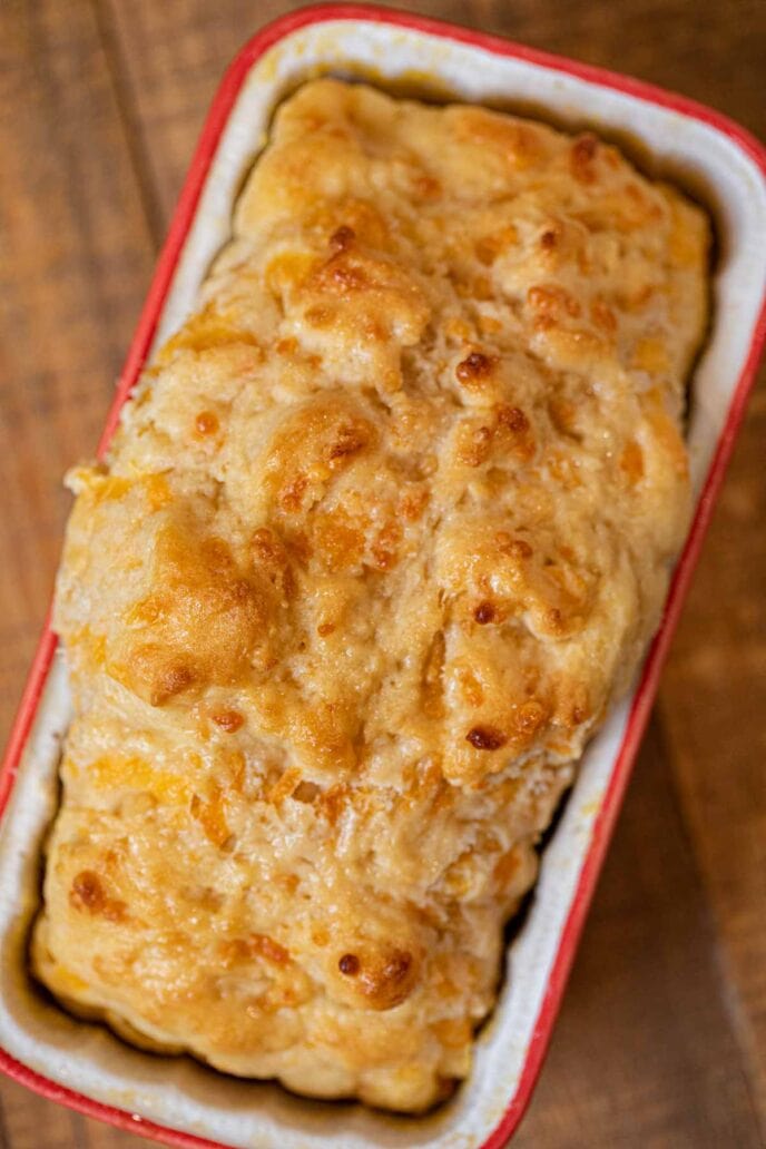 Cheddar Beer Bread in loaf pan