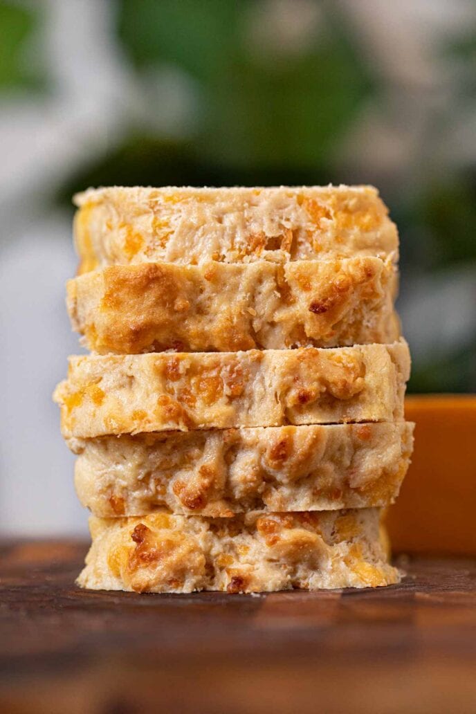 Cheddar Beer Bread slices in stack