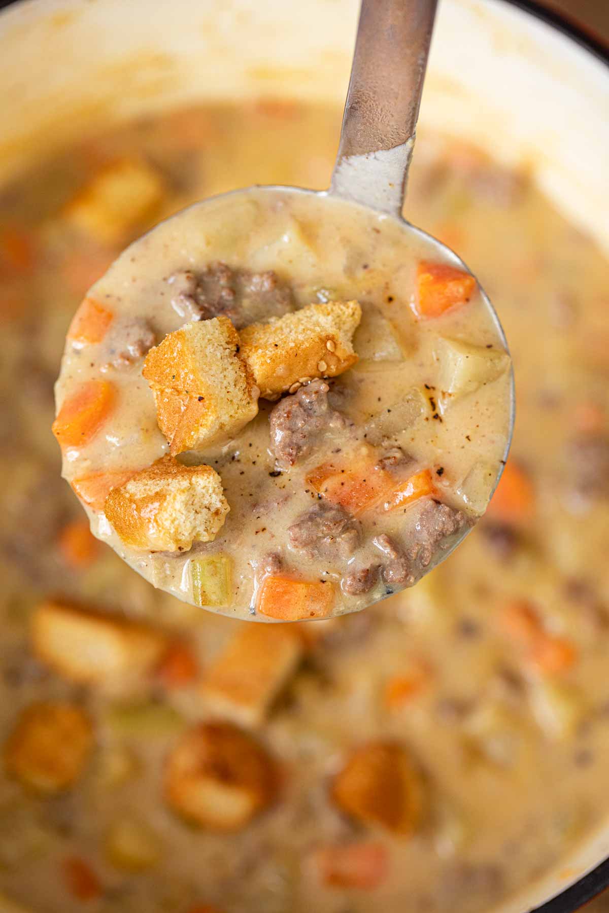 Ladle of Cheeseburger Soup