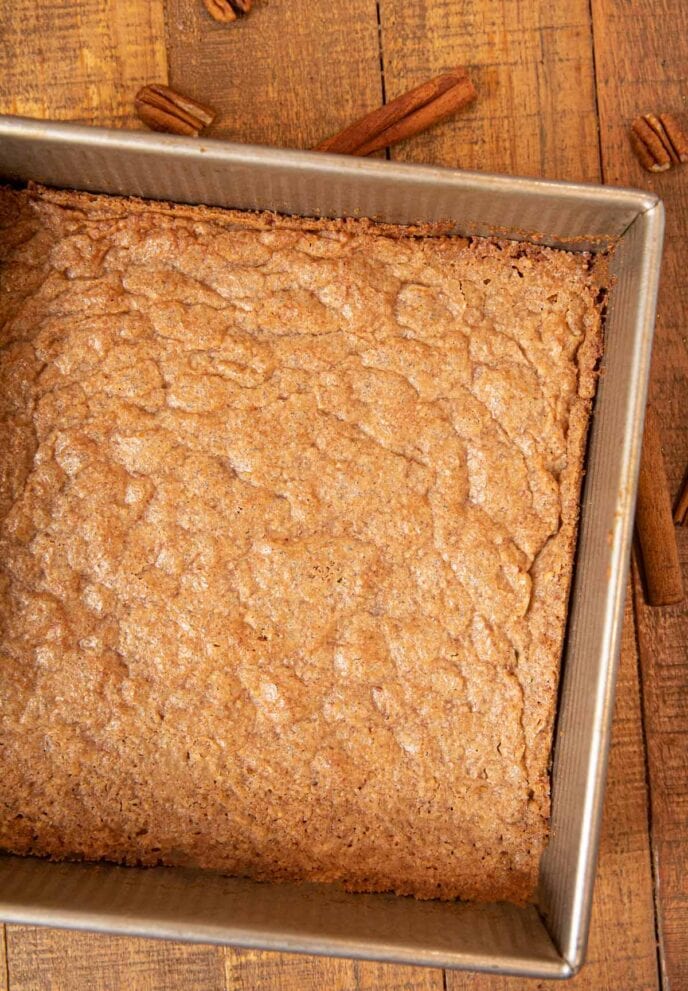 Cinnamon Pecan Bark in baking pan