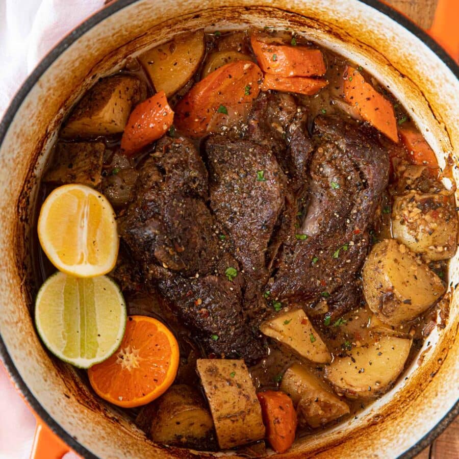 Cuban Mojo Pot Roast in pot