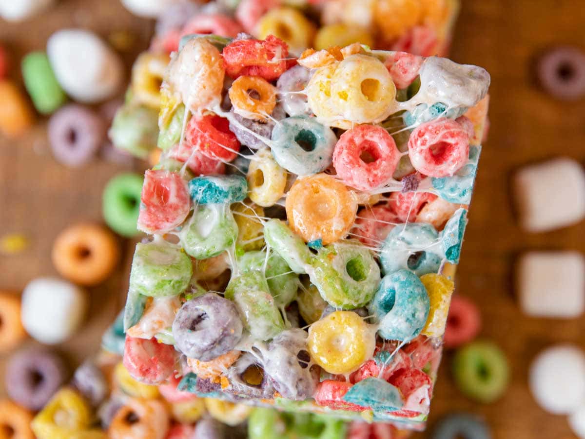 Froot Loop Cereal Marshmallow Bars - Together as Family