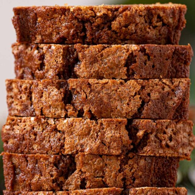 Gingerbread Loaf Cake slices in stack