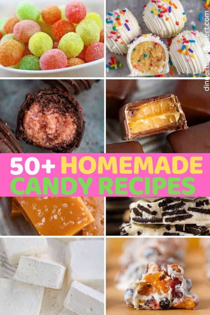 Collage of Homemade Candy Photos with Title Across the middle