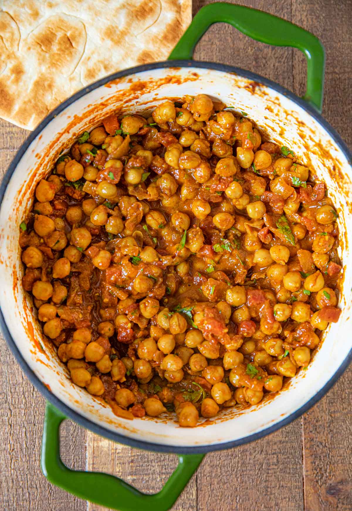 Chana Masala in green pot