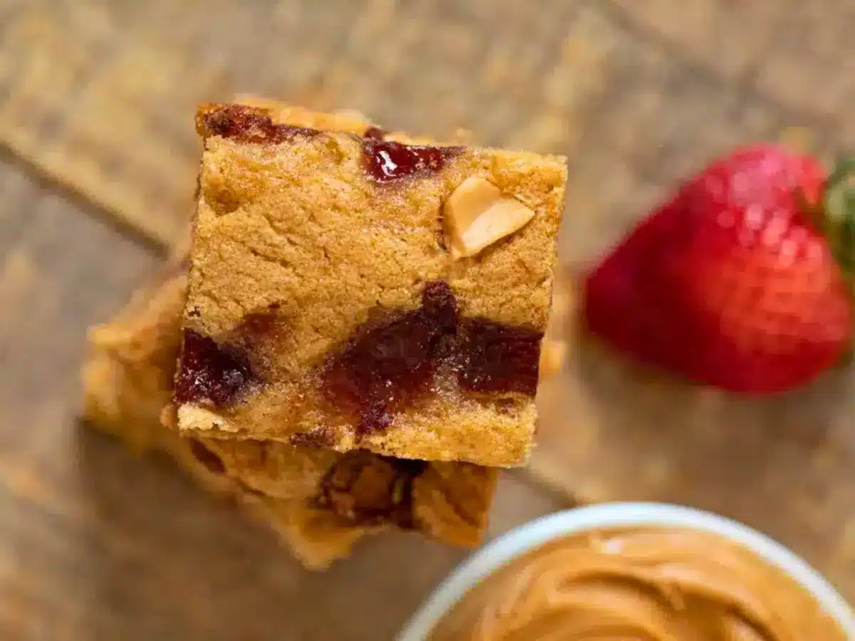 Aerial view of stack of blondies