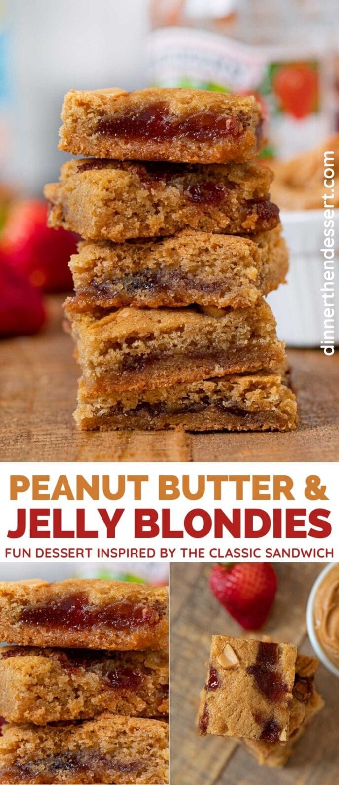 Peanut Butter and Jelly Blondies collage