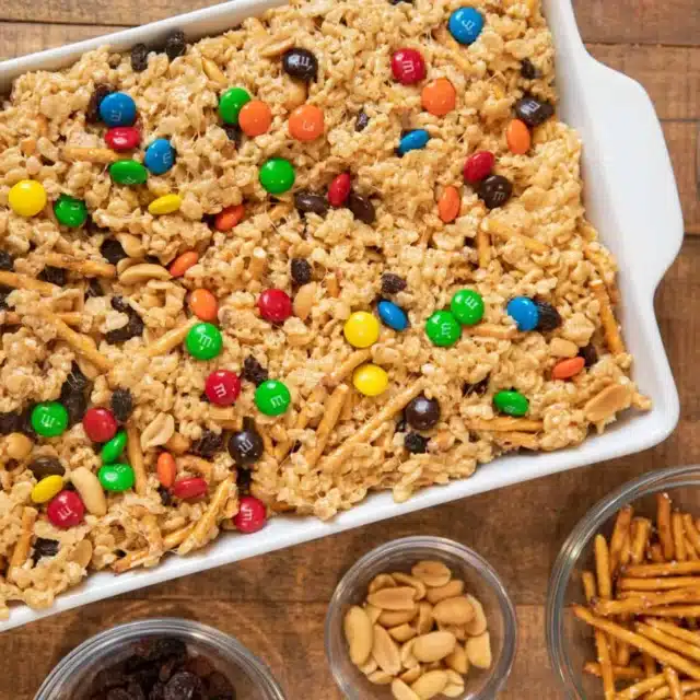rice krispies in a dish with ingredients around it