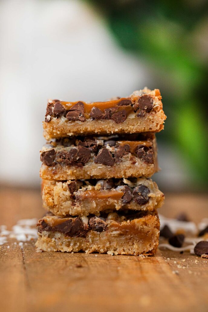 Magic Samoas Layer Bars in stack