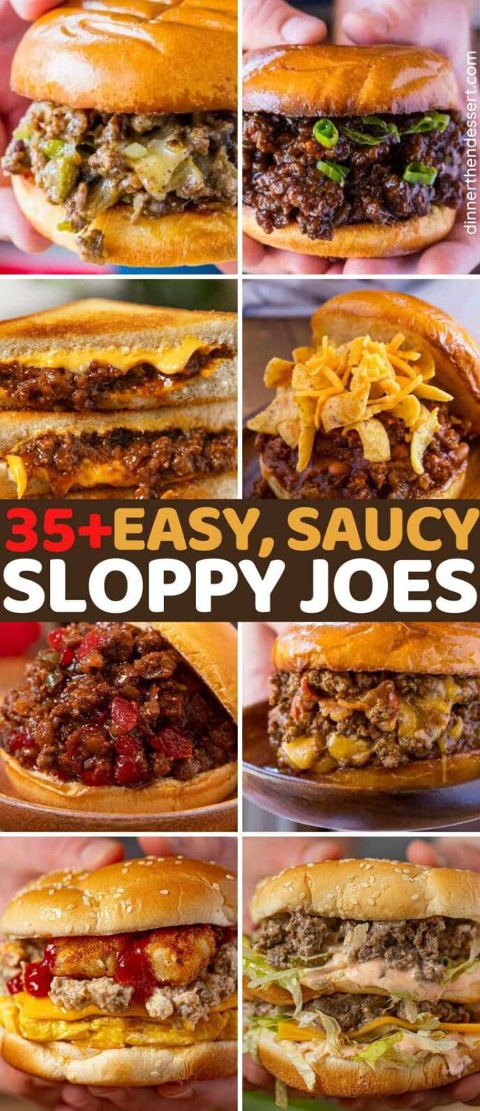 Collage of Sloppy Joes photos in tile format with title across middle