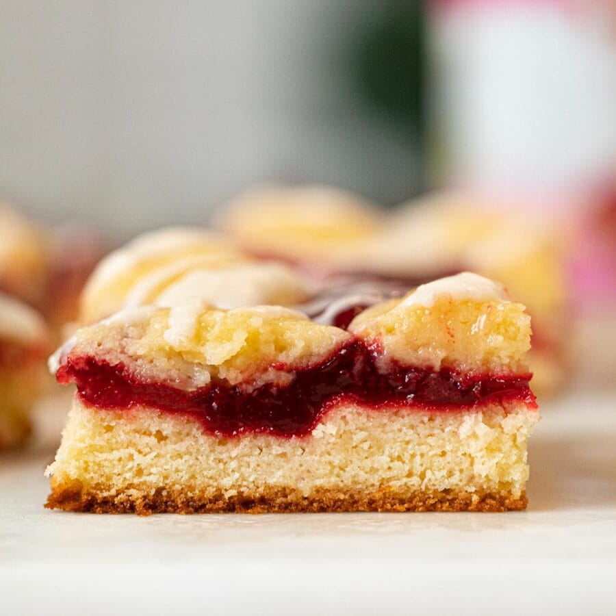 square of strawberry bar