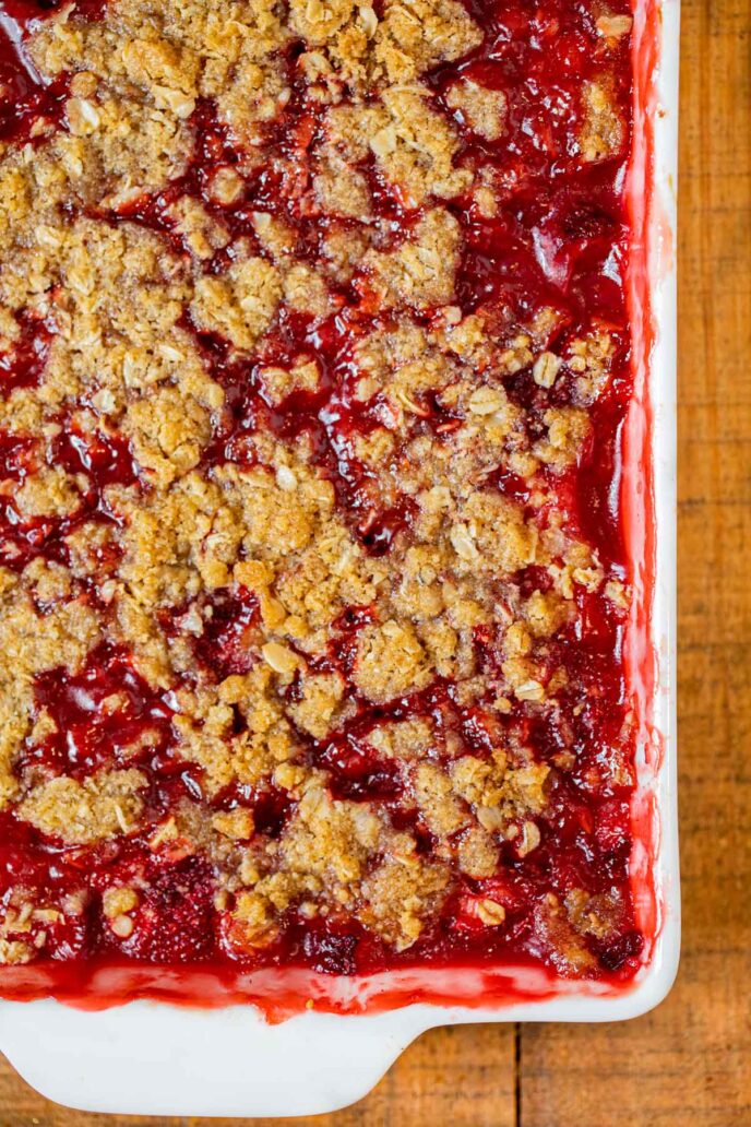 Strawberry Crisp in baking dish