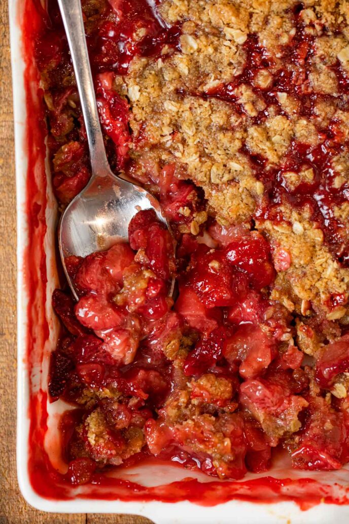 Strawberry Crisp in baking dish