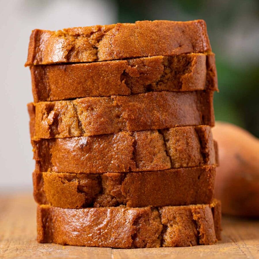 Sweet Potato Bread slices in stack