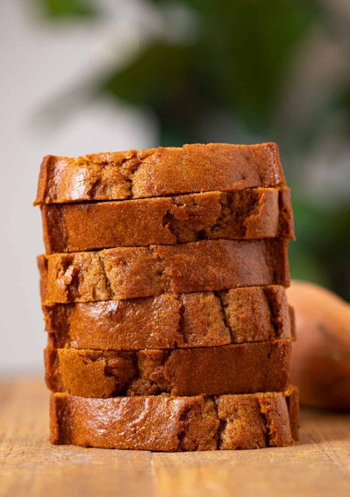 Sweet Potato Bread slices in stack