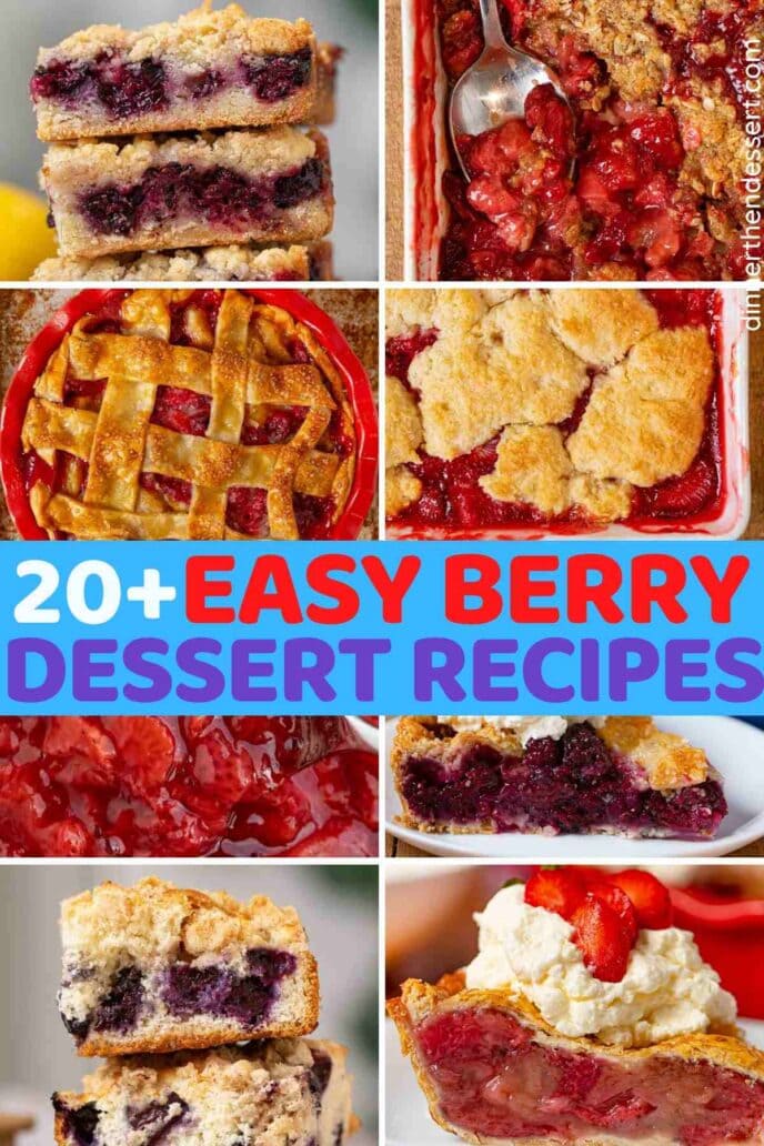 Berry Desserts collage of photos with title across middle