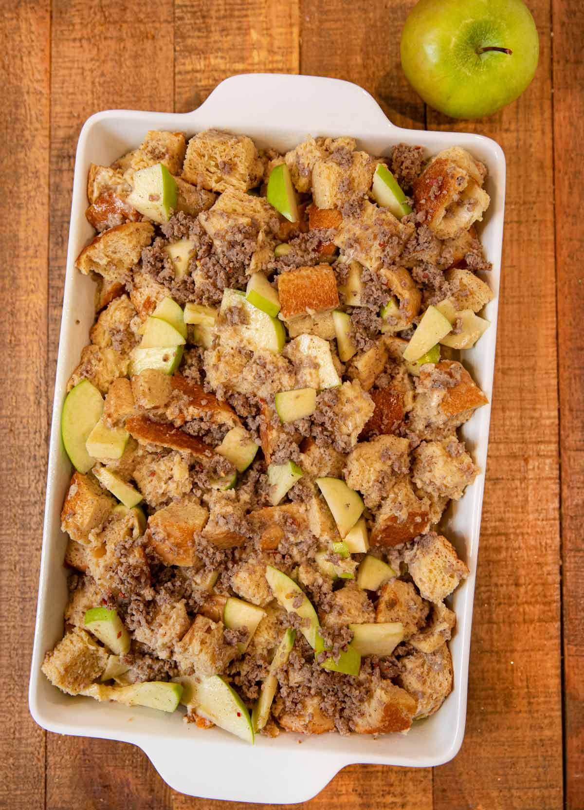 Sausage and Apple Breakfast Bake before baking