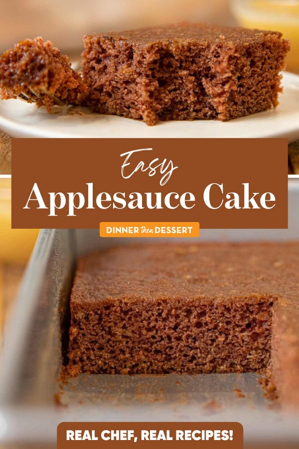 Pin image for cake made with applesauce