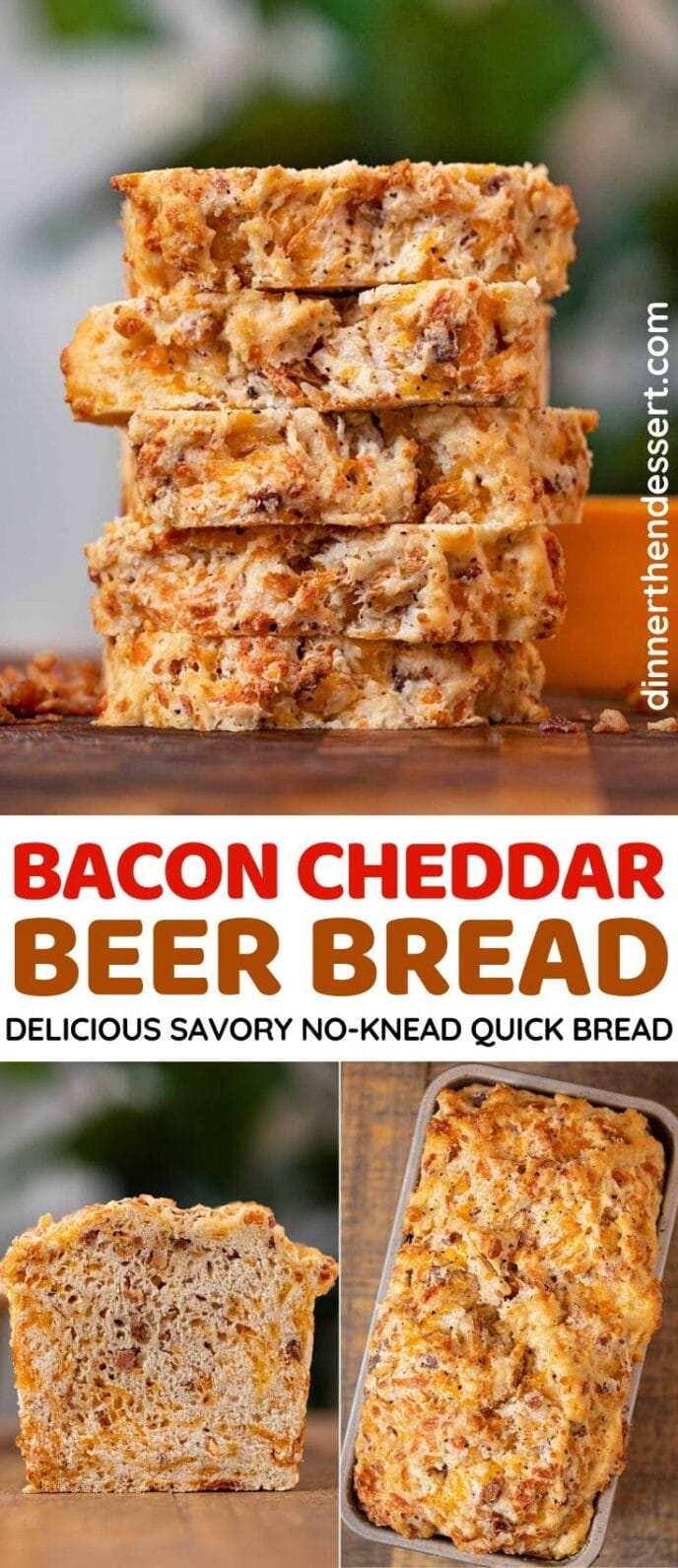 Bacon Cheddar Beer Bread collage