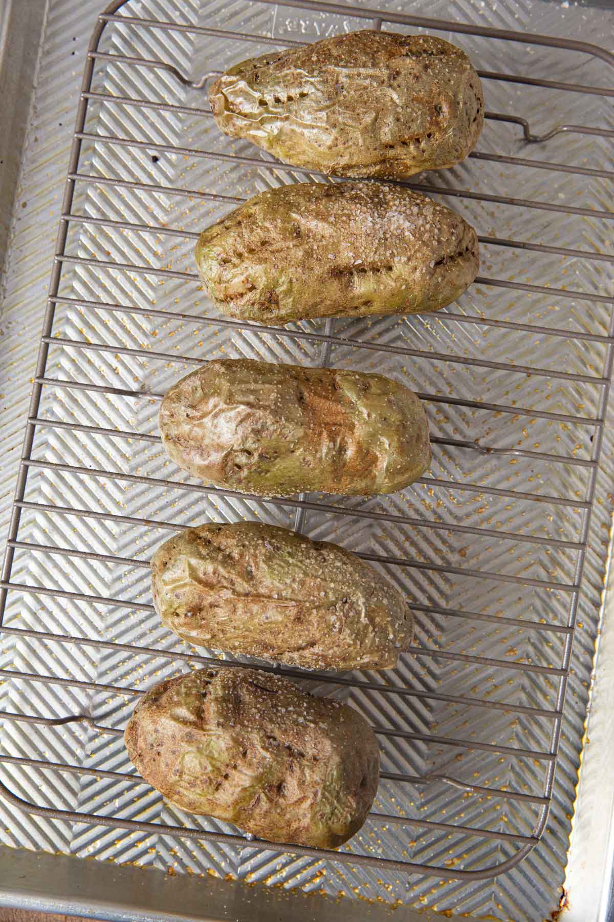 Baked Potatoes on baking rack