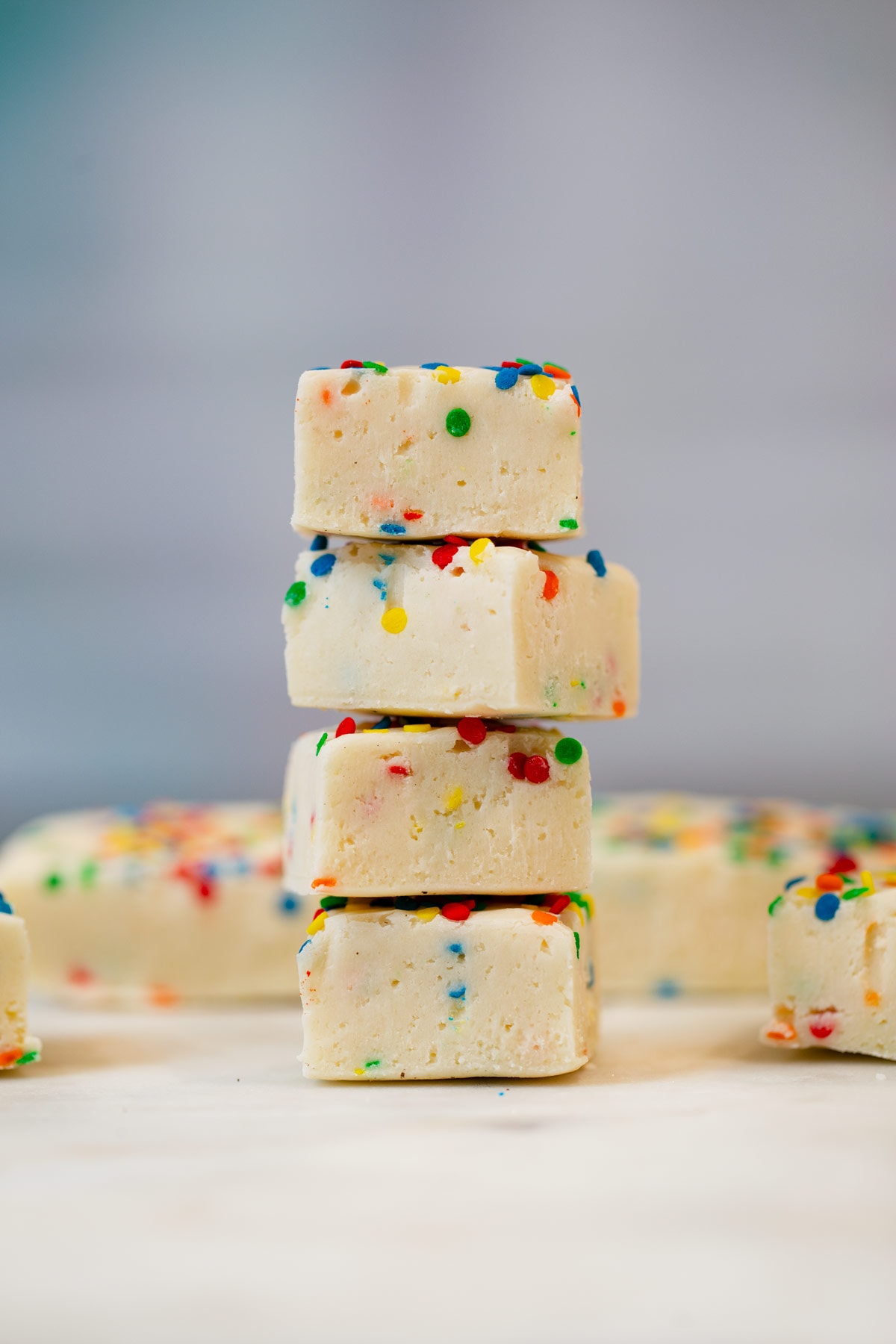 Stack of Birthday Cake Fudge with sprinkles