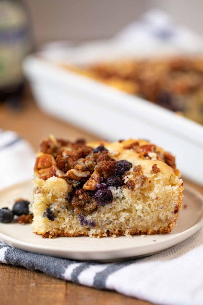 Piece of Sausage Blueberry Casserole on plate