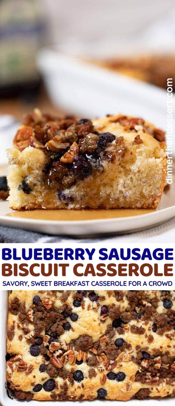 Blueberry Sausage Biscuit Casserole collage