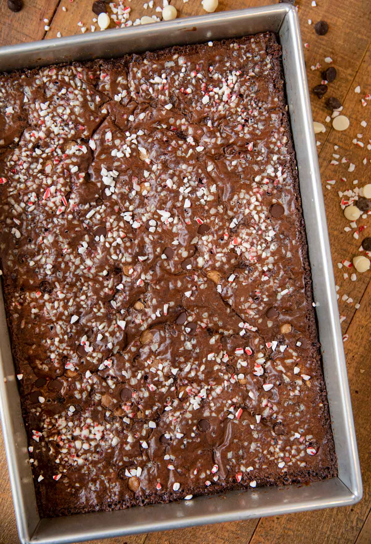 Candy Cane Brownies in baking pan