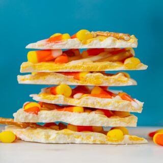 Candy Corn Bark in stack