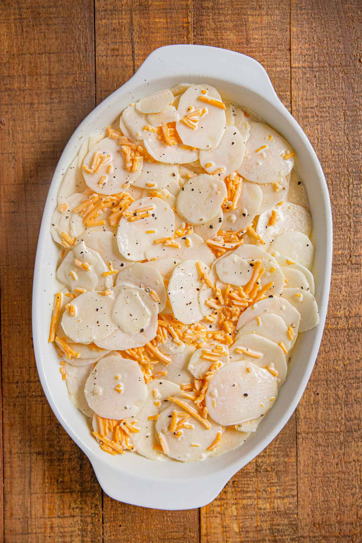 Cheesy Garlic Scalloped Potatoes before cooking