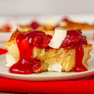 Cherry Danish Breakfast Bake with glaze