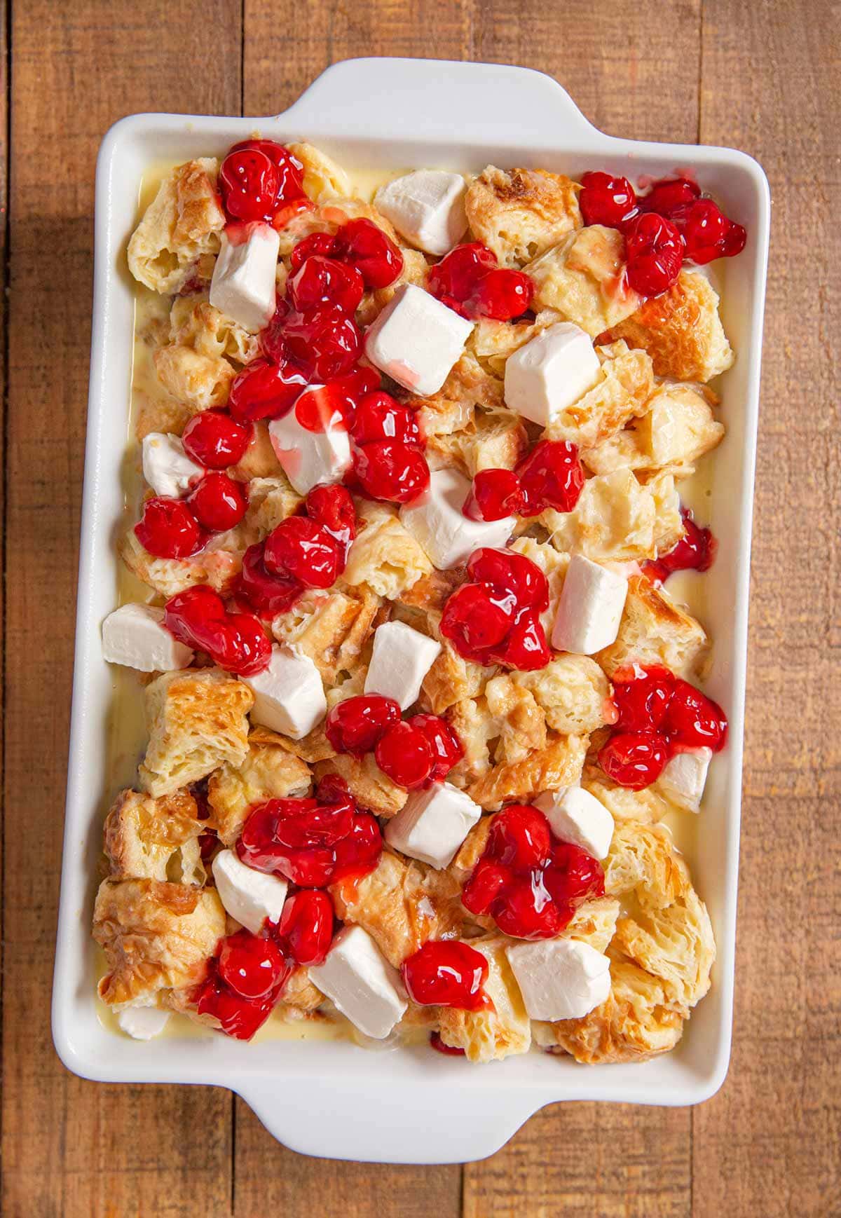 Cherry Danish Breakfast Bake before baking