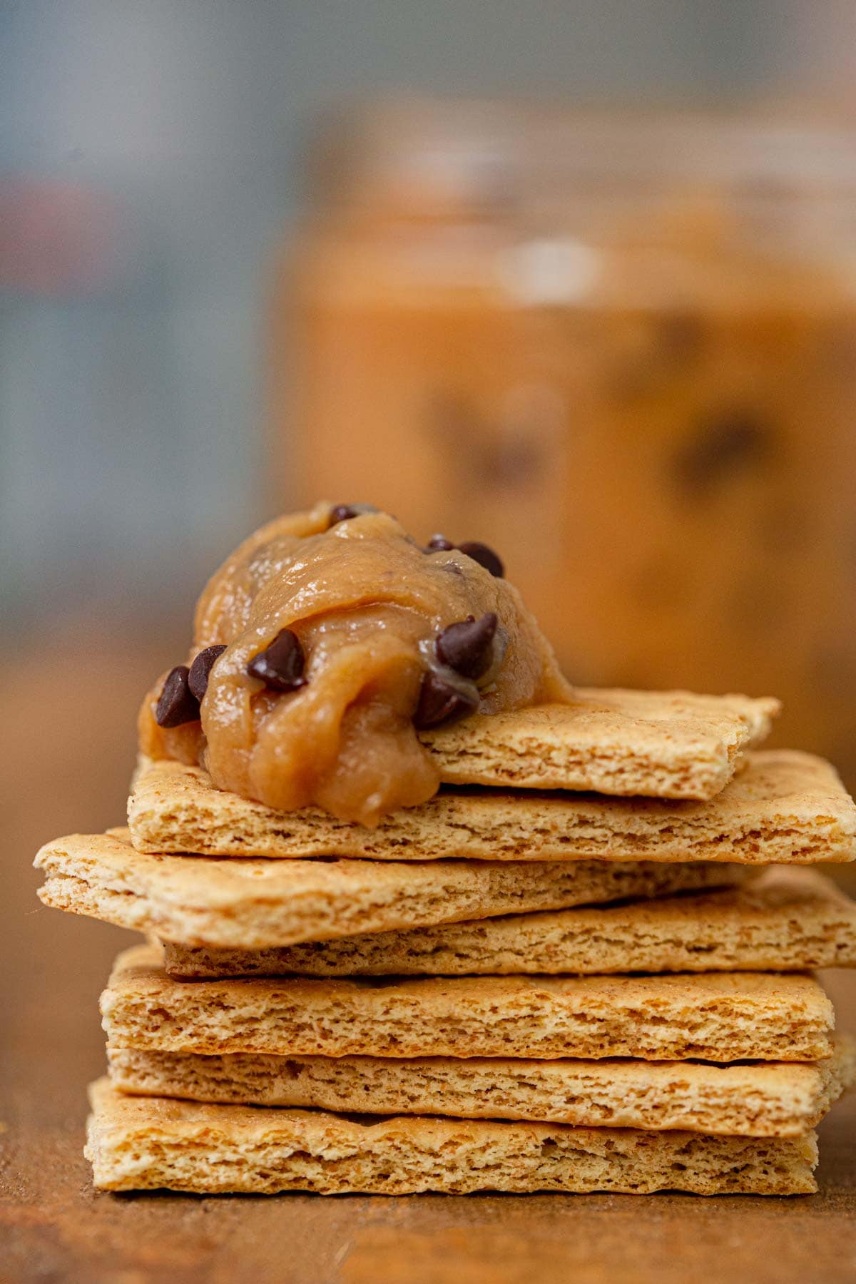 Chocolate Chip Cookie Butter on graham crackers