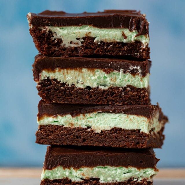 Chocolate Mint Brownies in stack