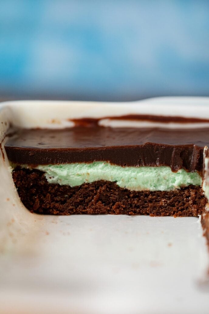 Chocolate Mint Brownies in baking dish