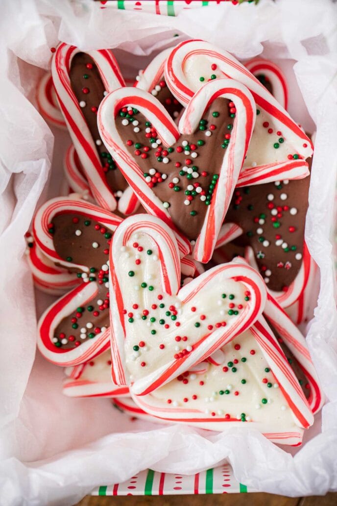 Chocolate Peppermint Hearts in Christmas box