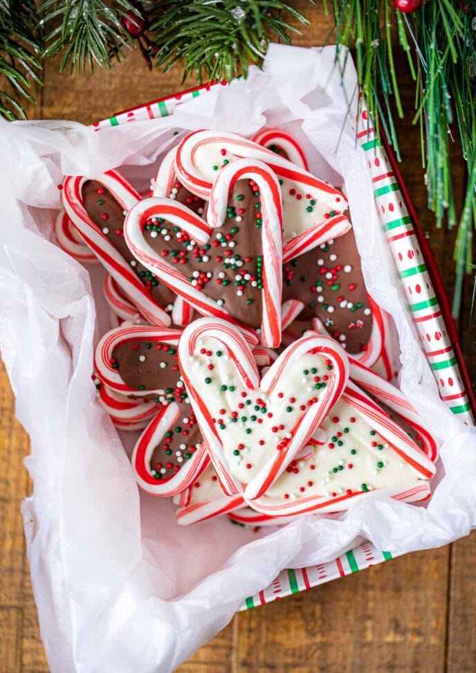 Chocolate Peppermint Hearts in Christmas box